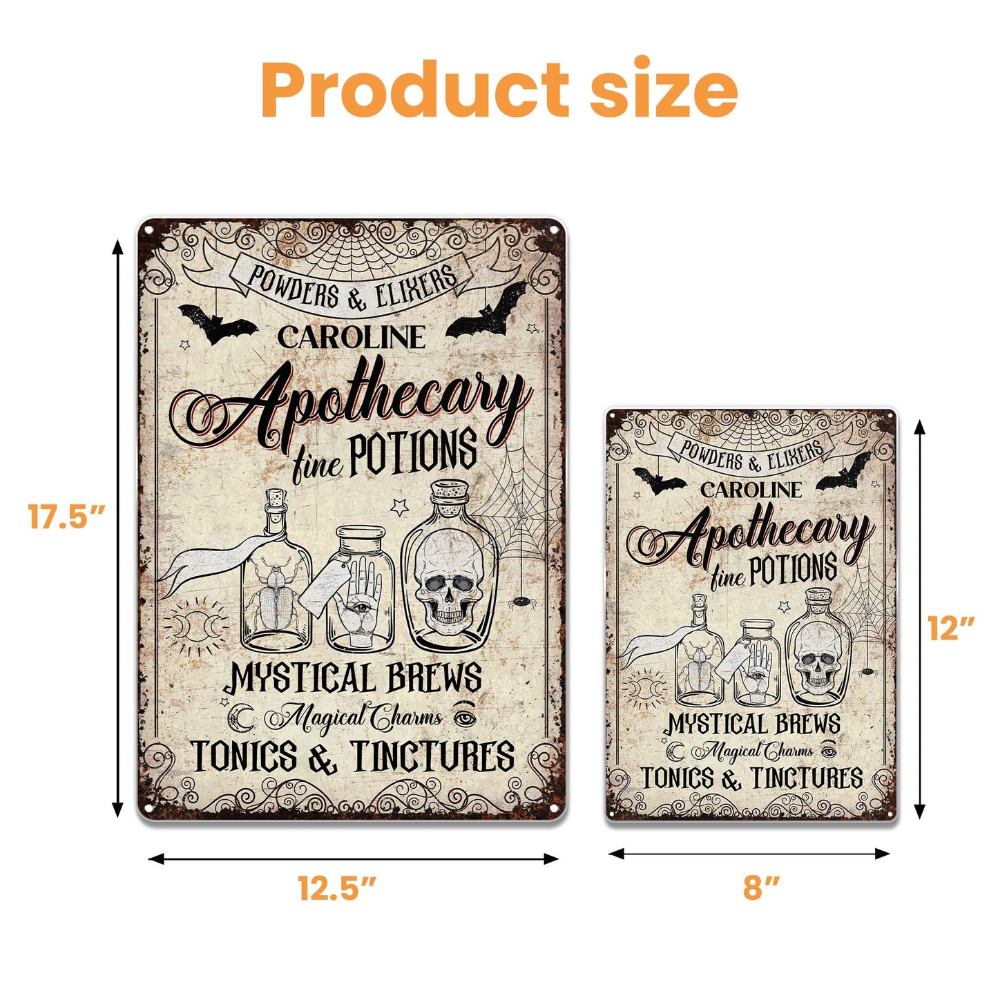 Powders & Elixirs Apothecary Fine Potions With Skull And Potion Bottles