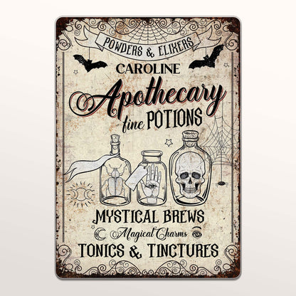 Powders & Elixirs Apothecary Fine Potions With Skull And Potion Bottles