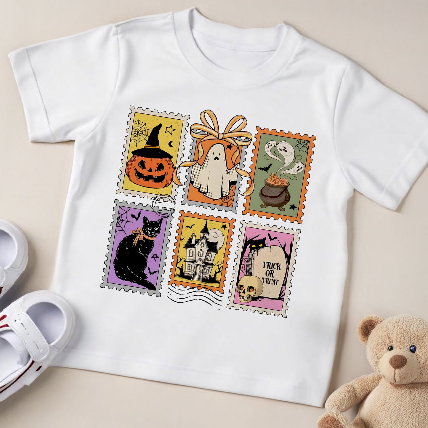 Celebrate Halloween With Ghost, Cat, Pumpkin, Haunted House