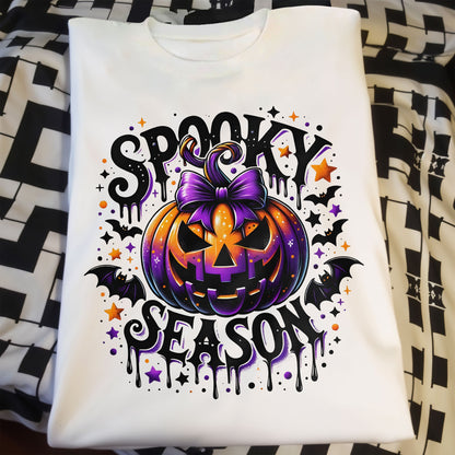 Spooky Season With Pumpkin And Bats