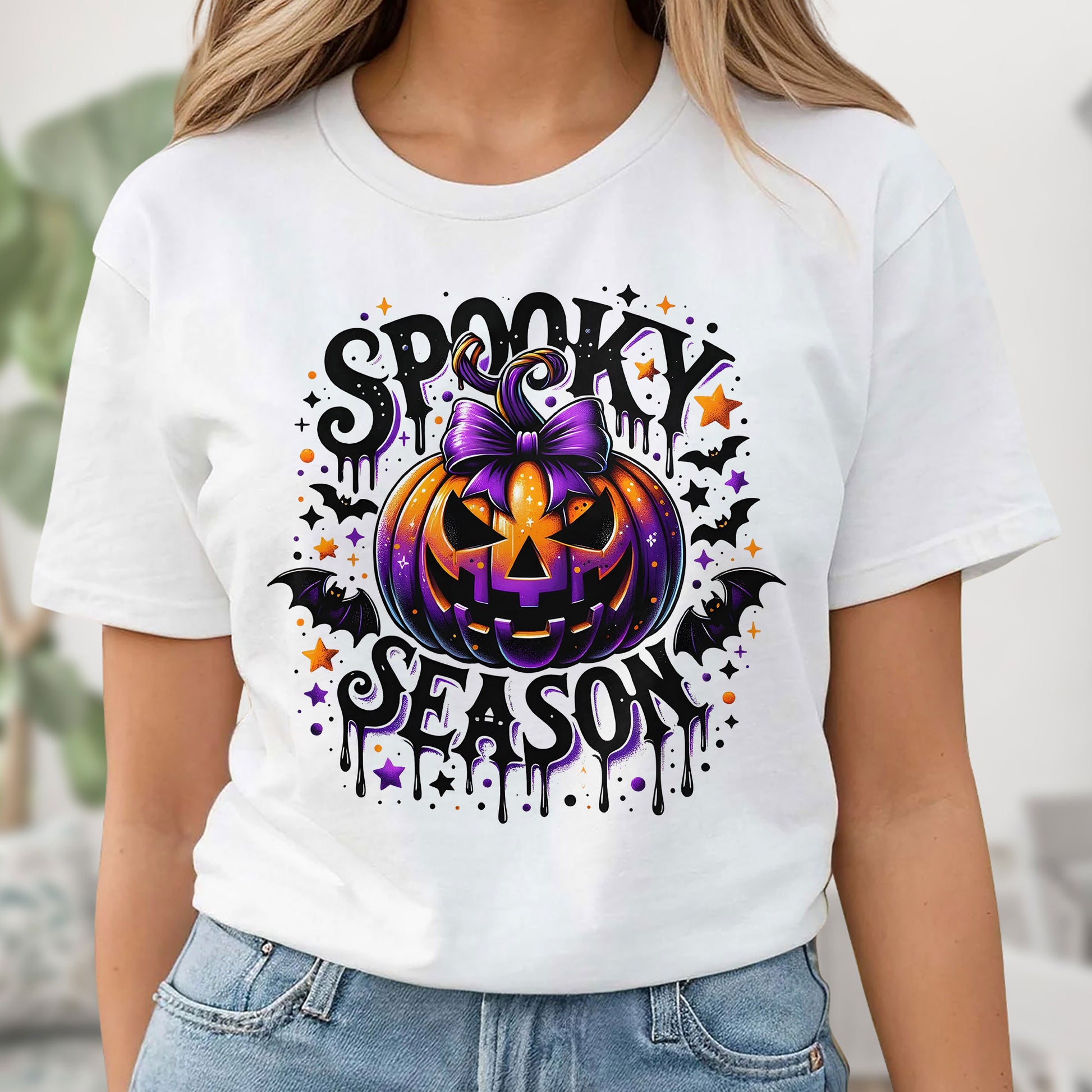 Spooky Season With Pumpkin And Bats