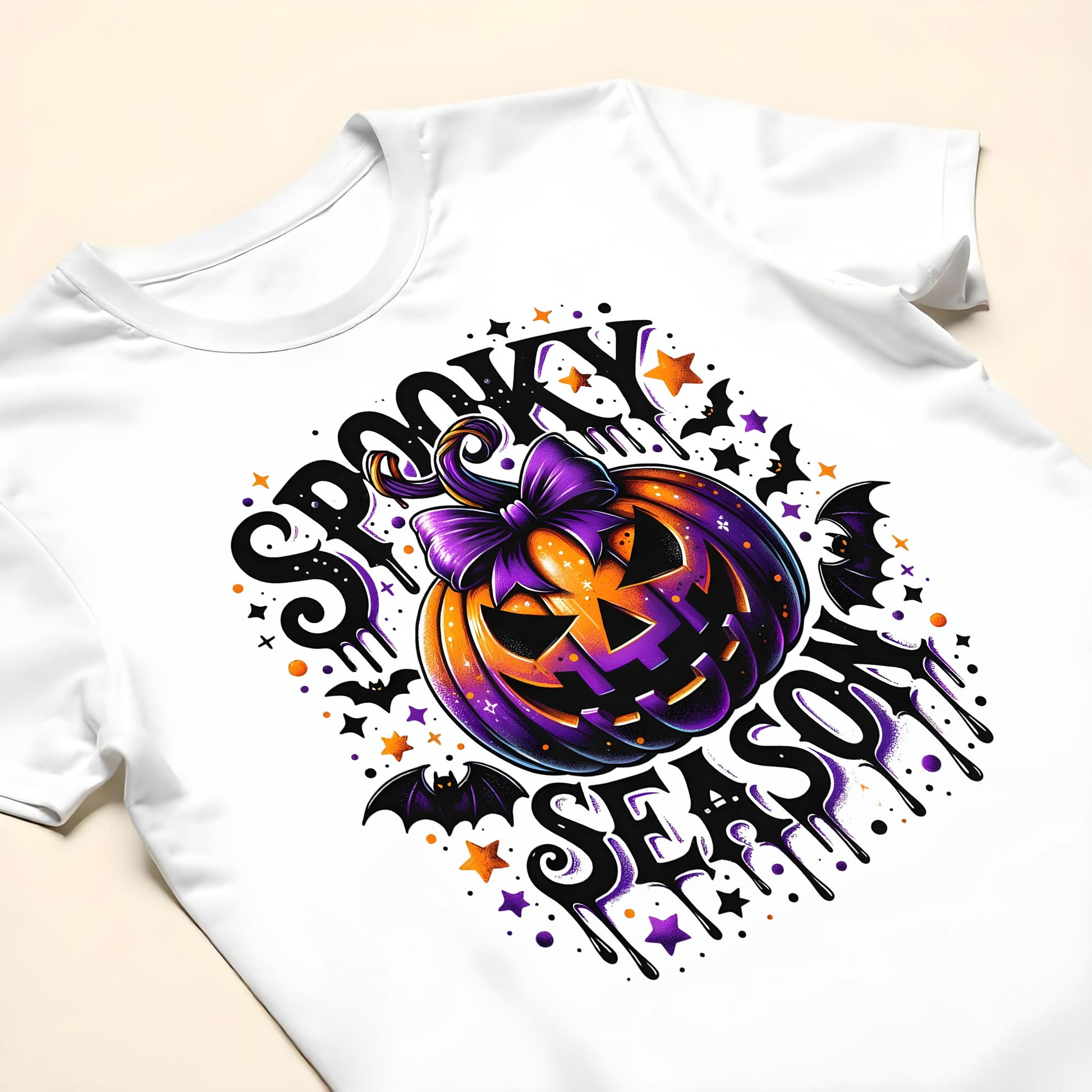 Spooky Season With Pumpkin And Bats