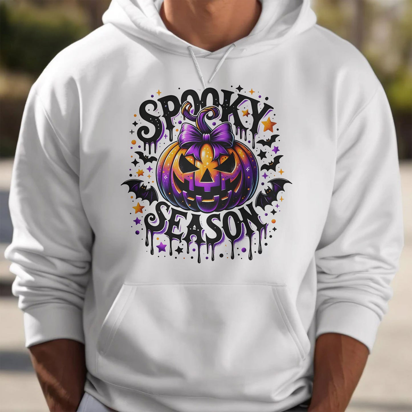 Spooky Season With Pumpkin And Bats