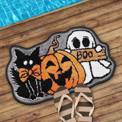 Boo Halloween Cat, Pumpkin And Ghost