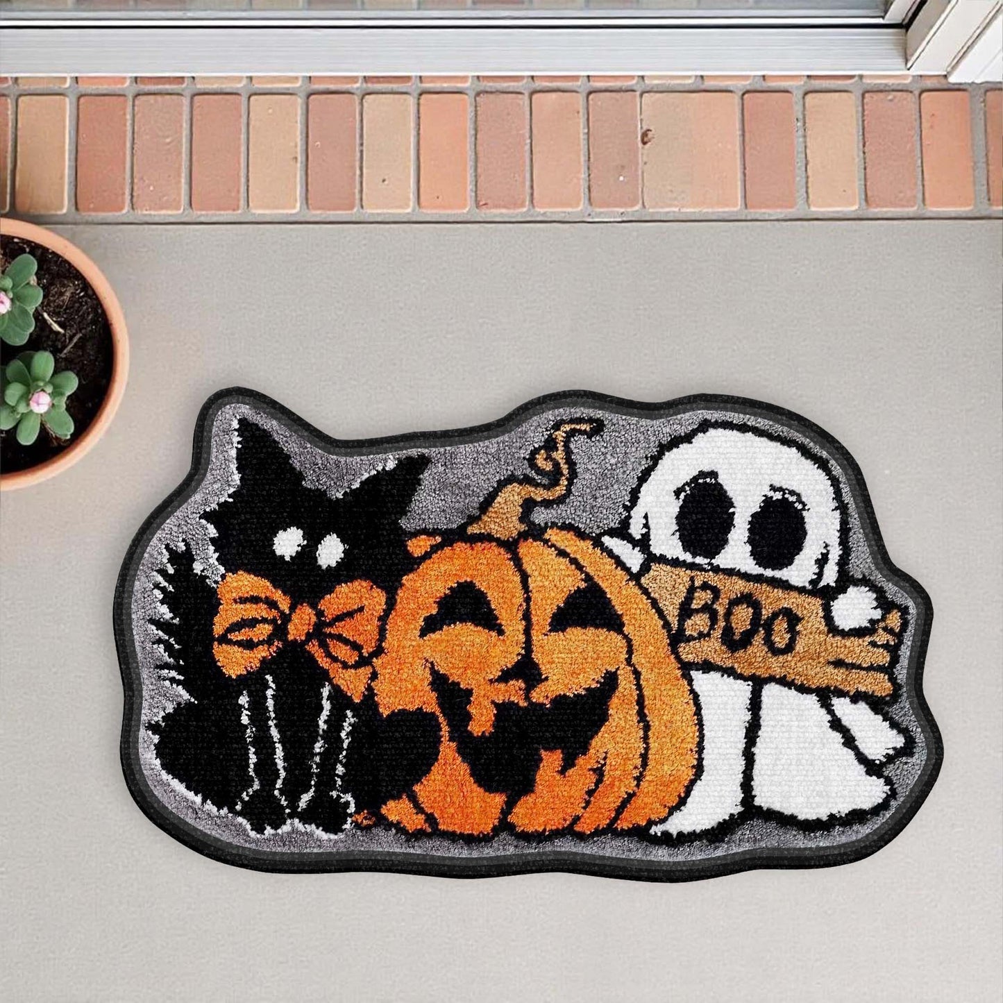 Boo Halloween Cat, Pumpkin And Ghost