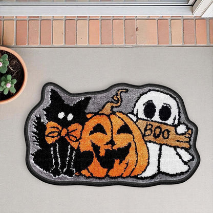Boo Halloween Cat, Pumpkin And Ghost