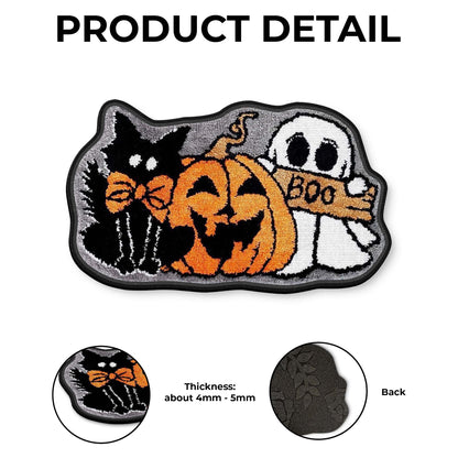 Boo Halloween Cat, Pumpkin And Ghost
