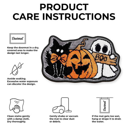 Boo Halloween Cat, Pumpkin And Ghost