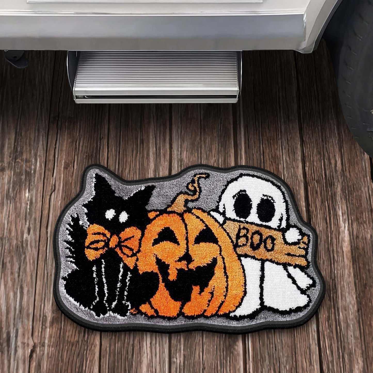 Boo Halloween Cat, Pumpkin And Ghost