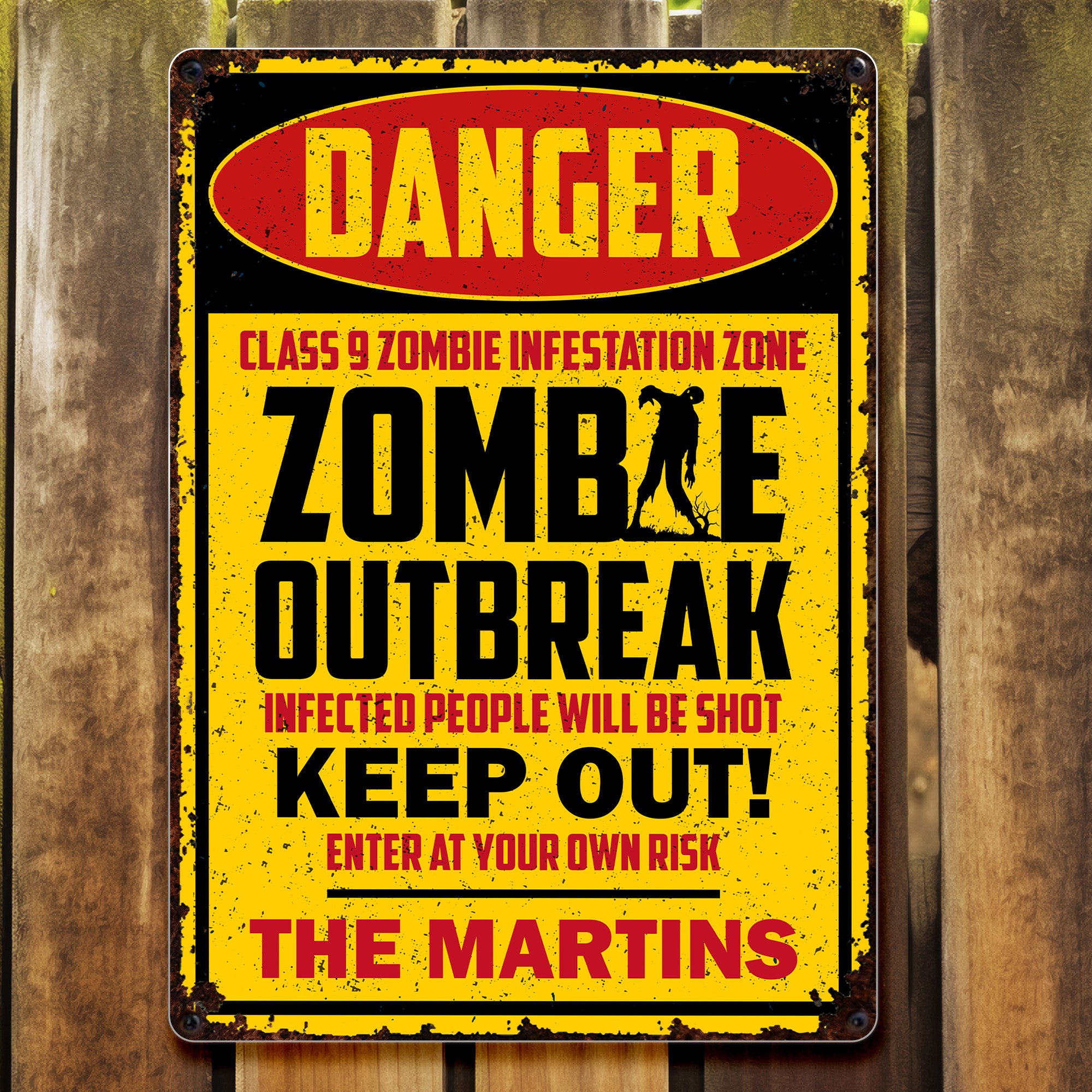Danger Zombie Outbreak Warning Sign,Personalized Metal Sign,Gift For ...