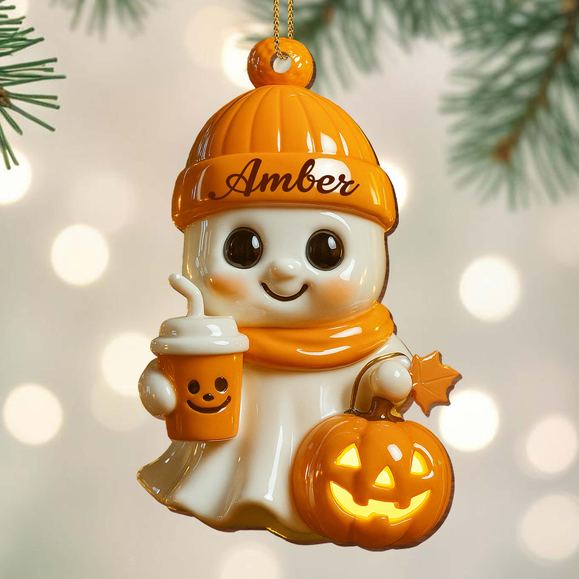 Celebrate Cozy Autumn Vibes Ghost and Pumpkin, Custom Wood