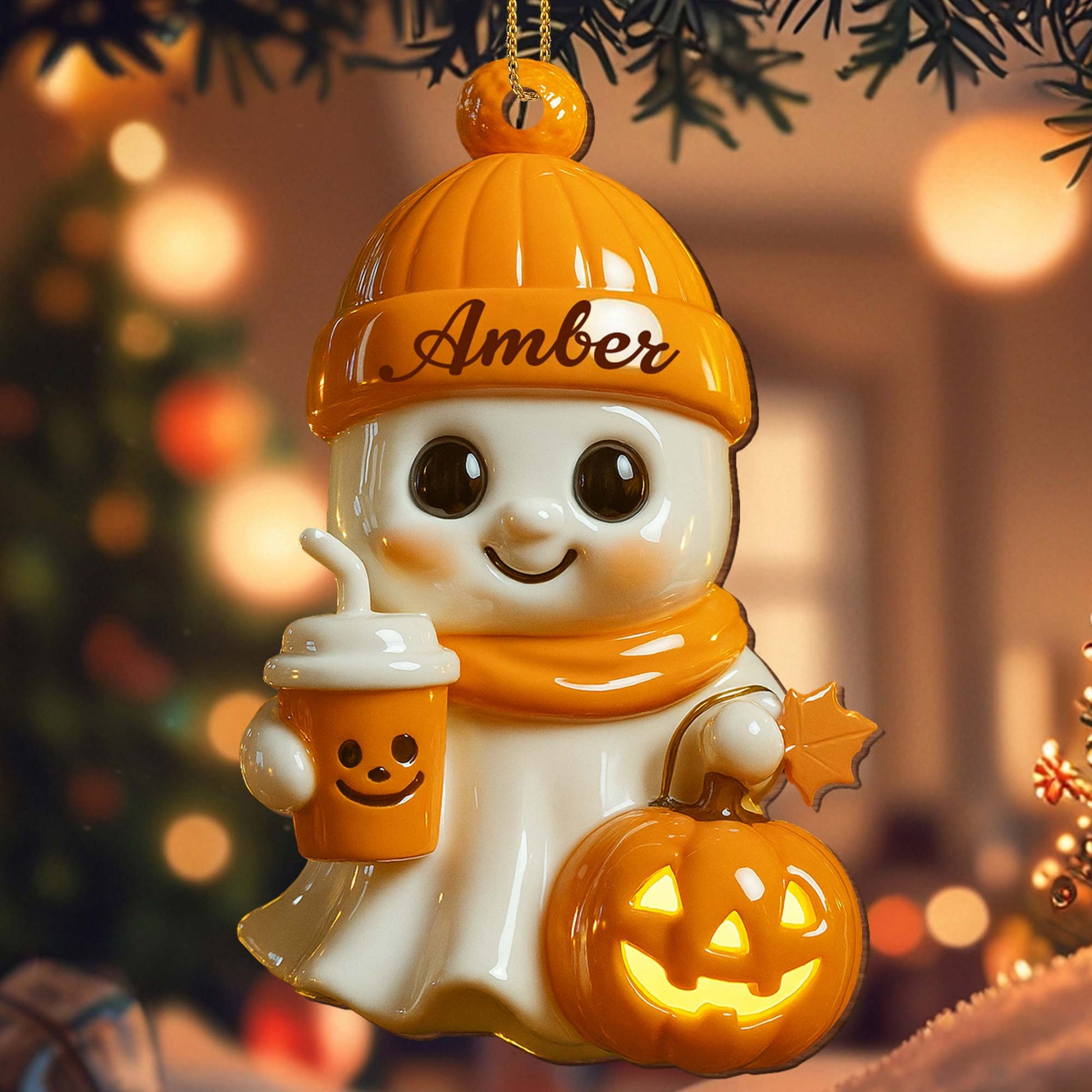 Celebrate Cozy Autumn Vibes Ghost and Pumpkin