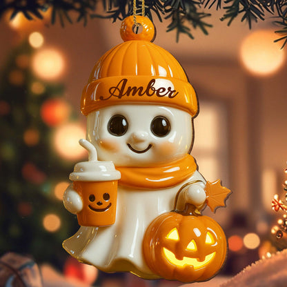 Celebrate Cozy Autumn Vibes Ghost and Pumpkin