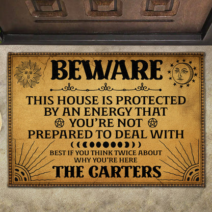 Beware This House Is Protected By An Energy, Sun Moon Stars Design