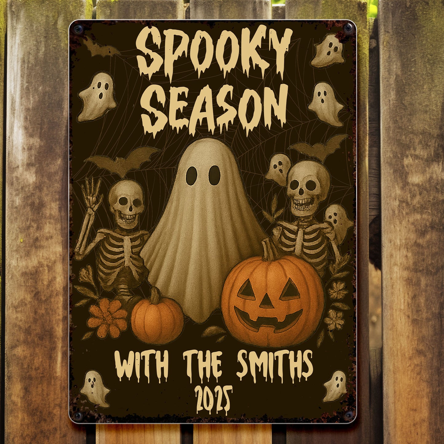 Spooky Season With Ghosts, Skeletons And Pumpkins