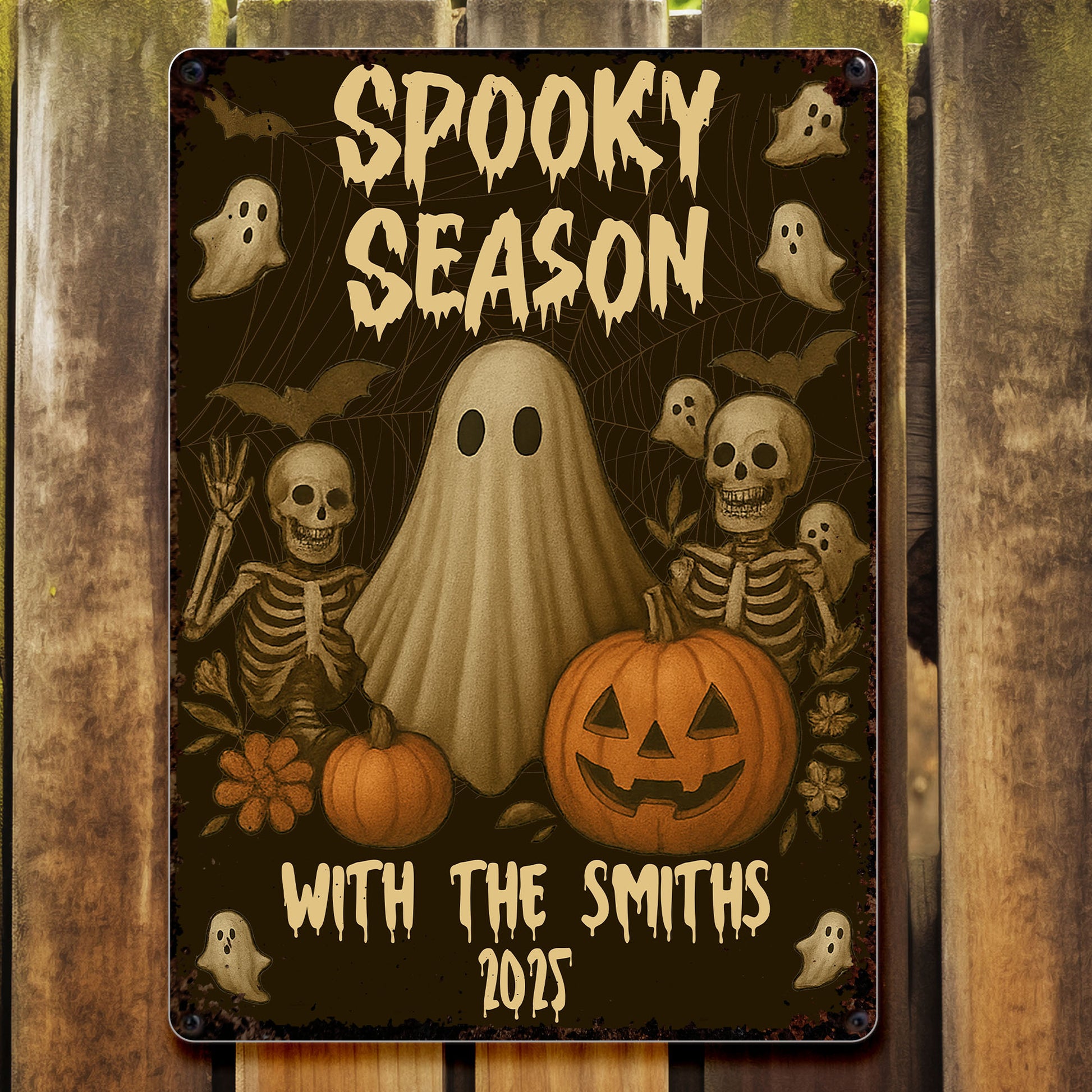 Spooky Season With Ghosts, Skeletons And Pumpkins