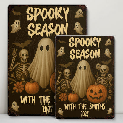 Spooky Season With Ghosts, Skeletons And Pumpkins