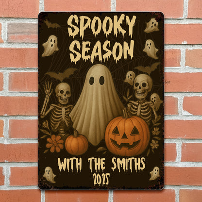 Spooky Season With Ghosts, Skeletons And Pumpkins