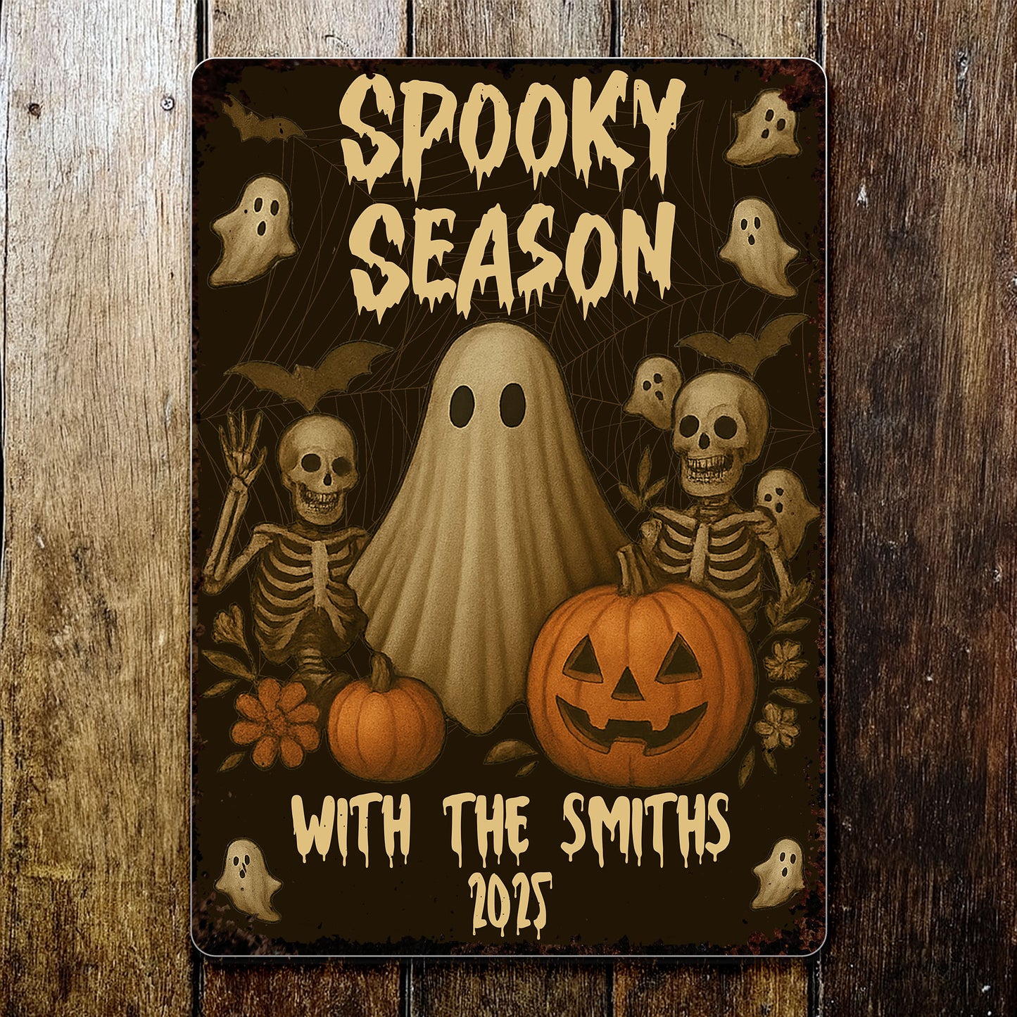 Spooky Season With Ghosts, Skeletons And Pumpkins