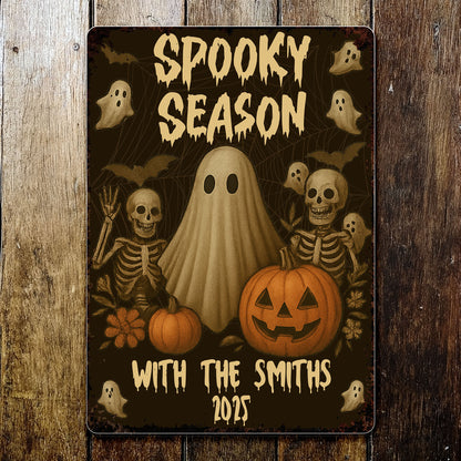 Spooky Season With Ghosts, Skeletons And Pumpkins