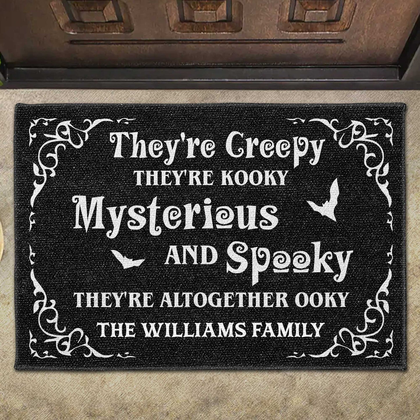 Creepy Kooky Mysterious Spooky Halloween Doormat