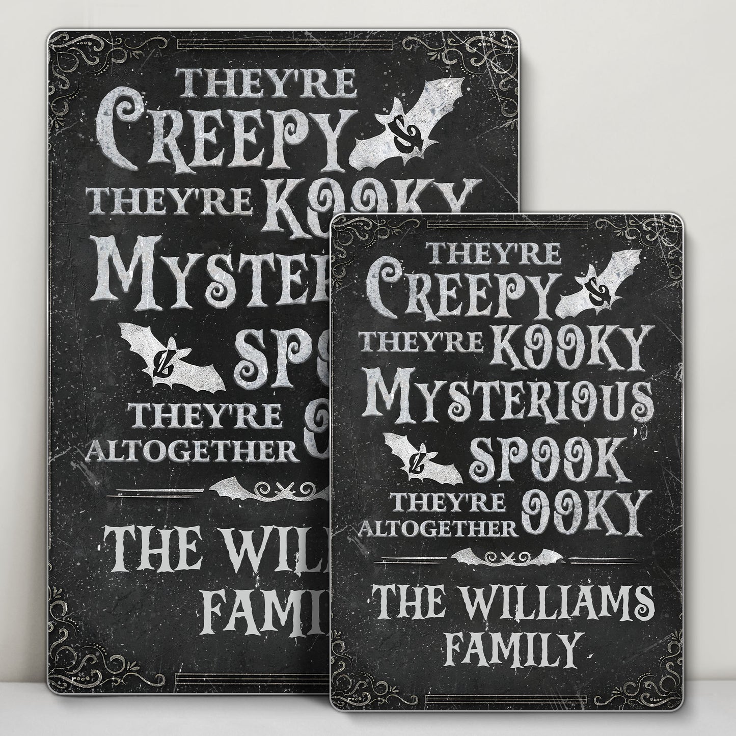 Creepy Kooky Mysterious Spooky Family Metal Sign