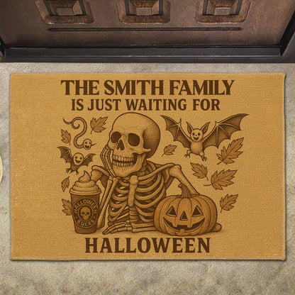 Family Just Waiting For Halloween, Skeleton, Pumpkin, Bat