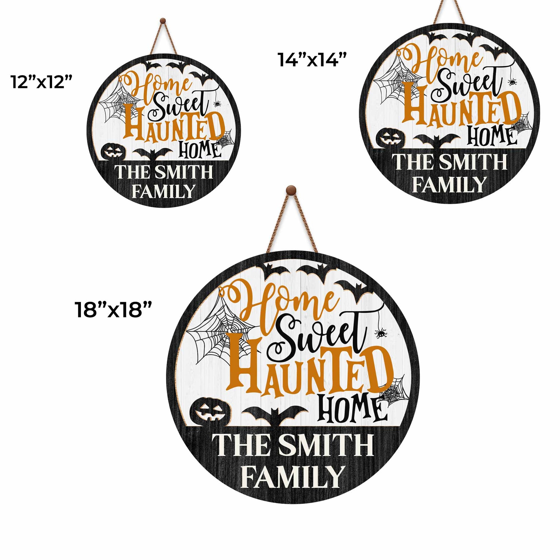 Home Sweet Haunted Home With Spider Web, Bat, And Pumpkin