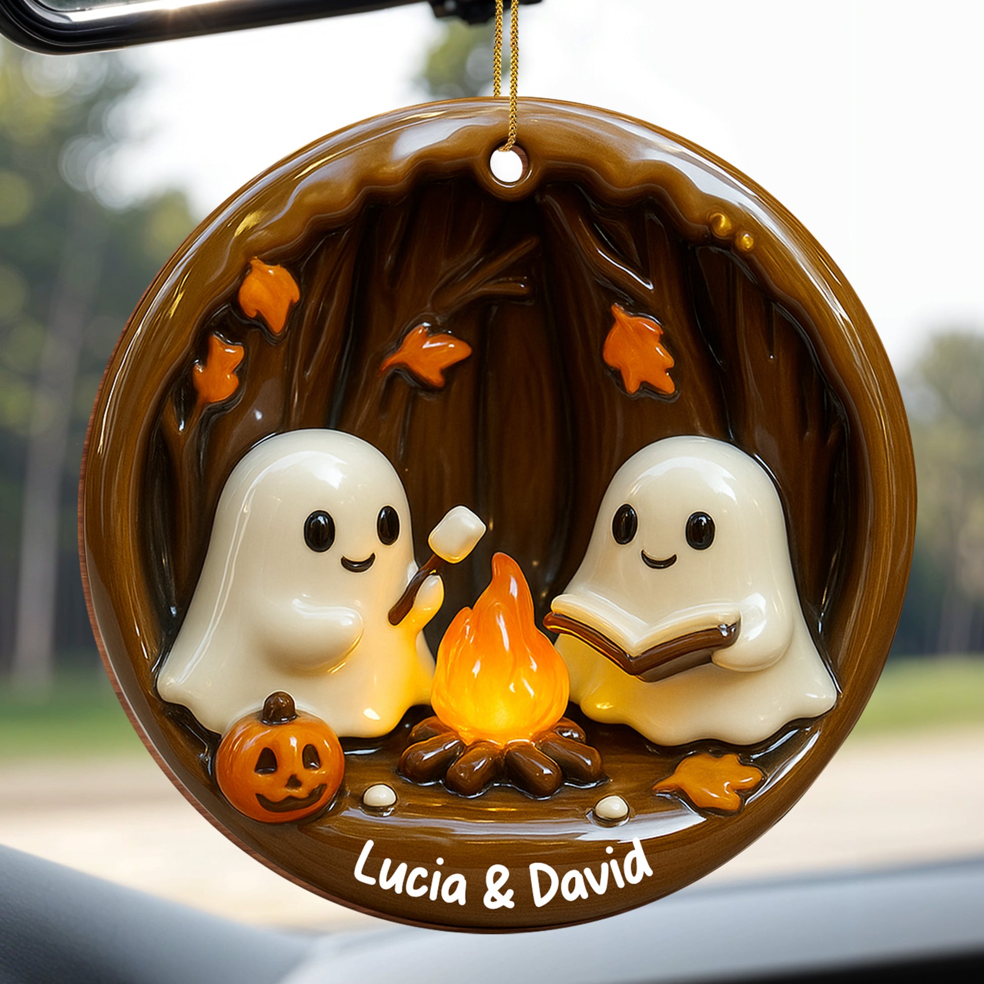 Cozy Halloween Campfire Scene With Ghosts And Pumpkin