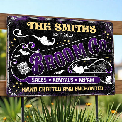 Sales Rentals And Repair Hand Crafted And Enchanted Broom Bat Ghost - Personalized Metal Sign - HALW030_MSIGN