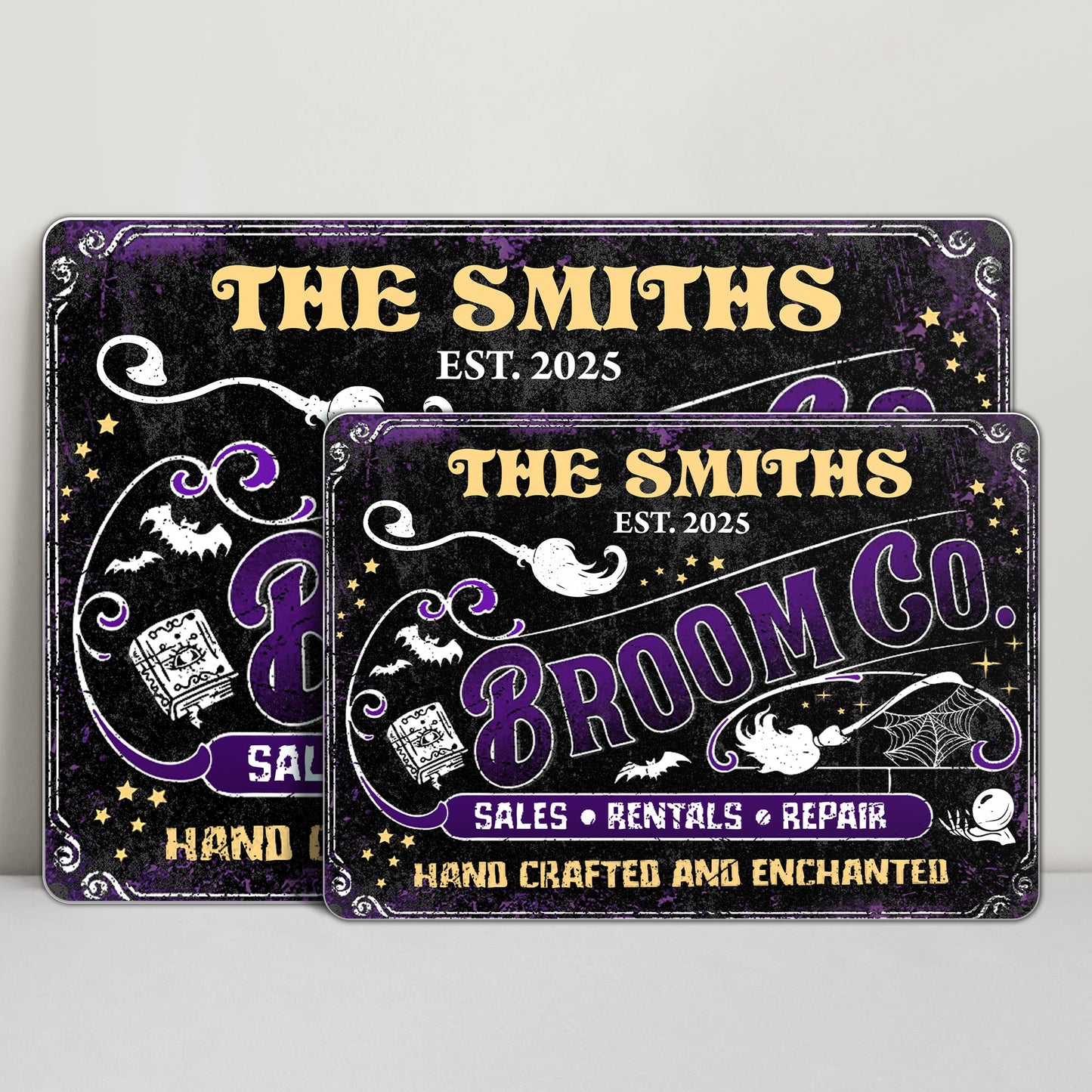 Sales Rentals And Repair Hand Crafted And Enchanted Broom Bat Ghost - Personalized Metal Sign - HALW030_MSIGN