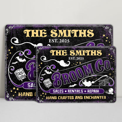 Sales Rentals And Repair Hand Crafted And Enchanted Broom Bat Ghost - Personalized Metal Sign - HALW030_MSIGN