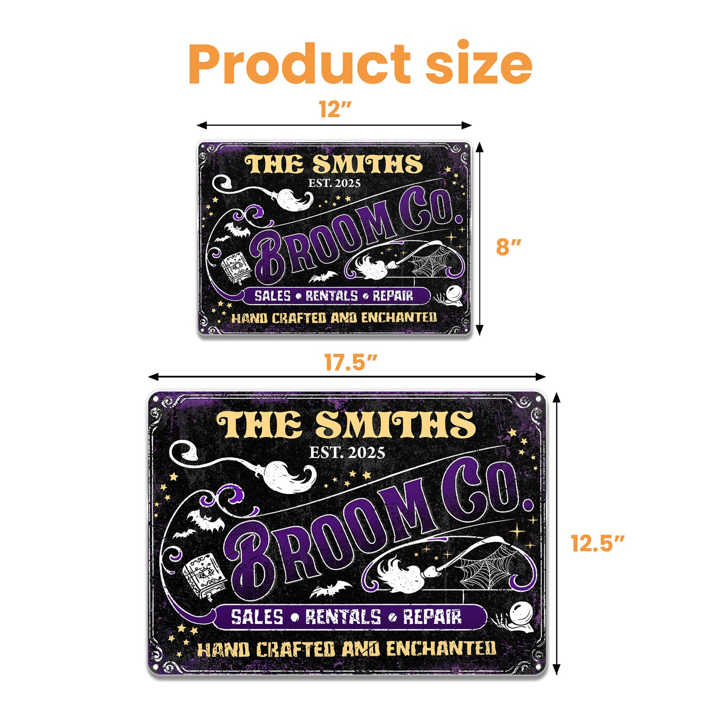 Sales Rentals And Repair Hand Crafted And Enchanted Broom Bat Ghost - Personalized Metal Sign - HALW030_MSIGN