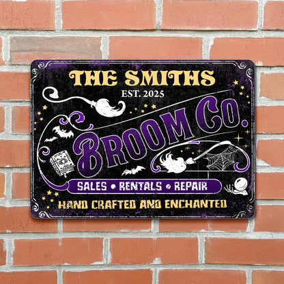 Sales Rentals And Repair Hand Crafted And Enchanted Broom Bat Ghost - Personalized Metal Sign - HALW030_MSIGN