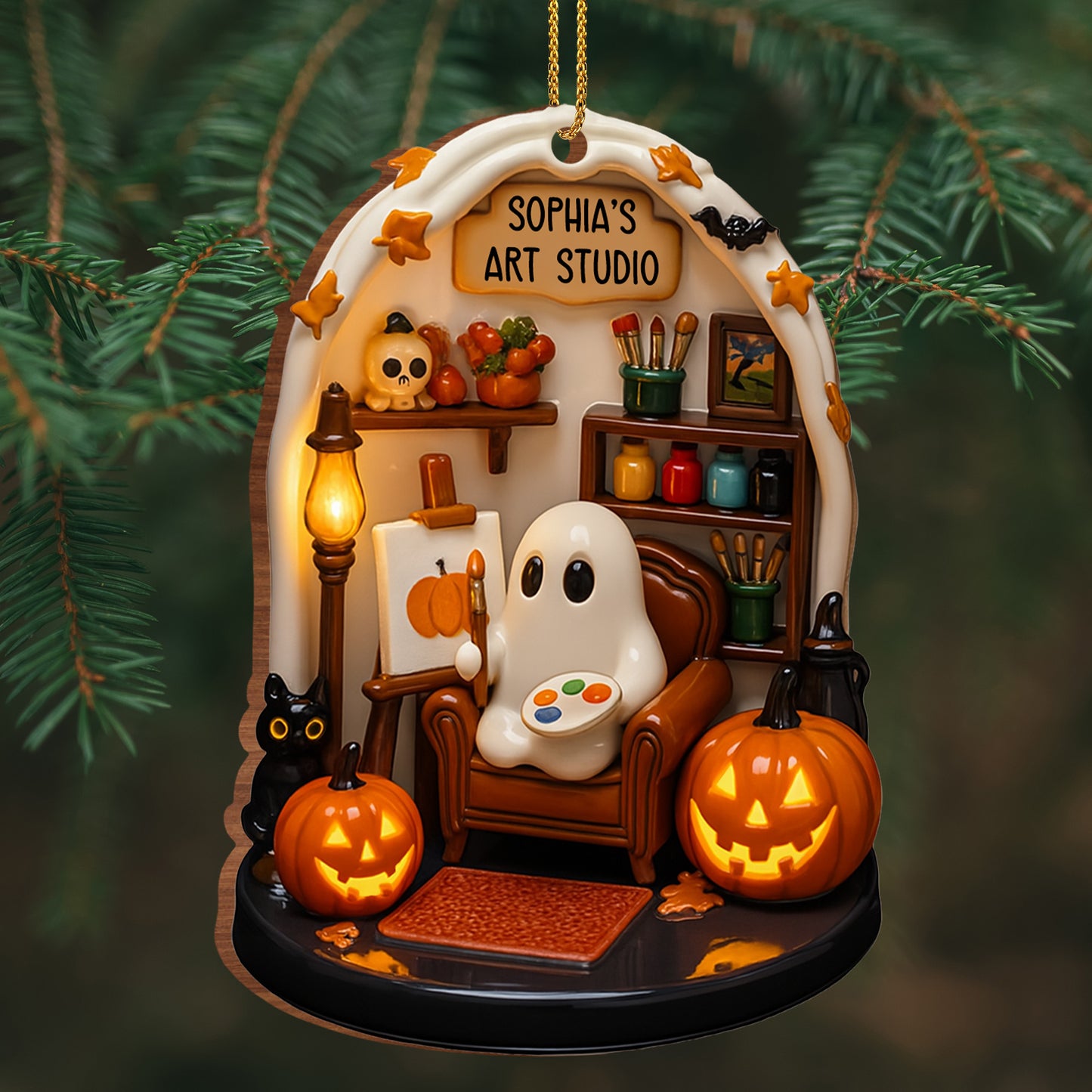 Tu estudio de arte - Adorno de madera personalizado, forma personalizada - HALW030_WDO