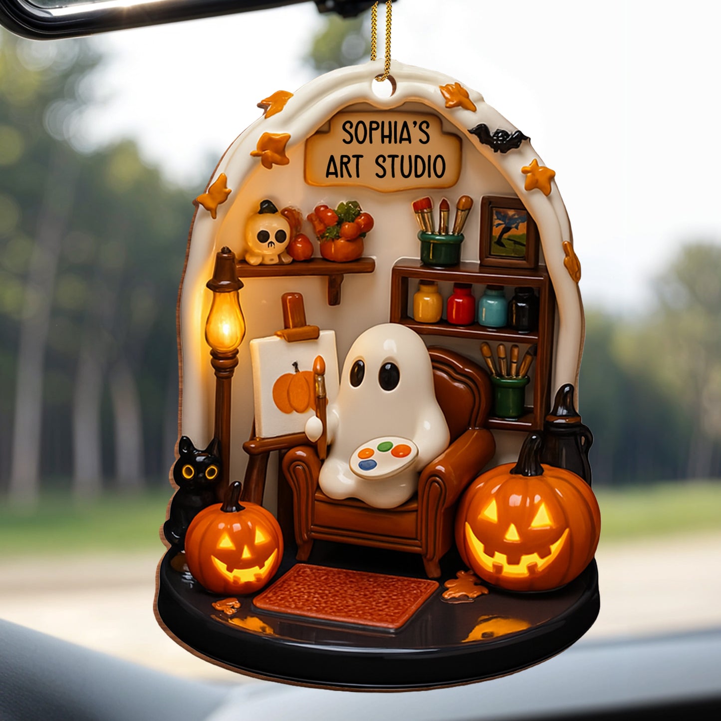 Tu estudio de arte - Adorno de madera personalizado, forma personalizada - HALW030_WDO