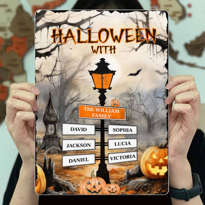 Halloween With The Family, Lantern, Bats, Pumpkins