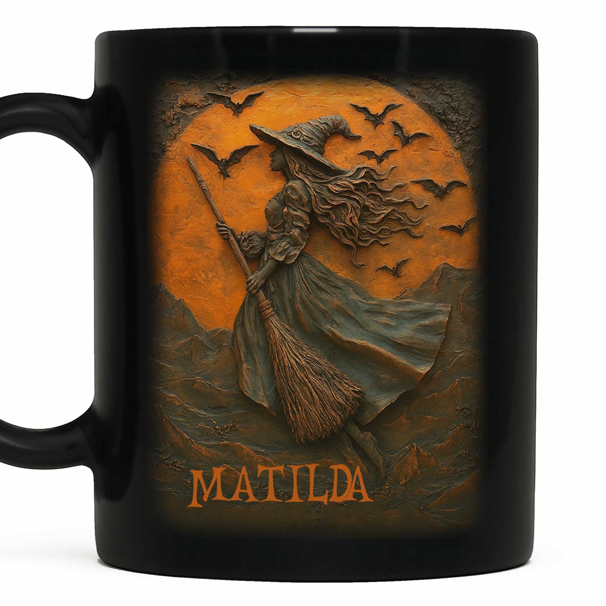 Majestic Witch Soaring Through A Moonlit Sky