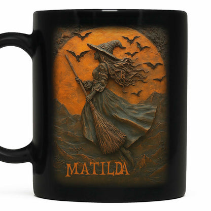 Majestic Witch Soaring Through A Moonlit Sky