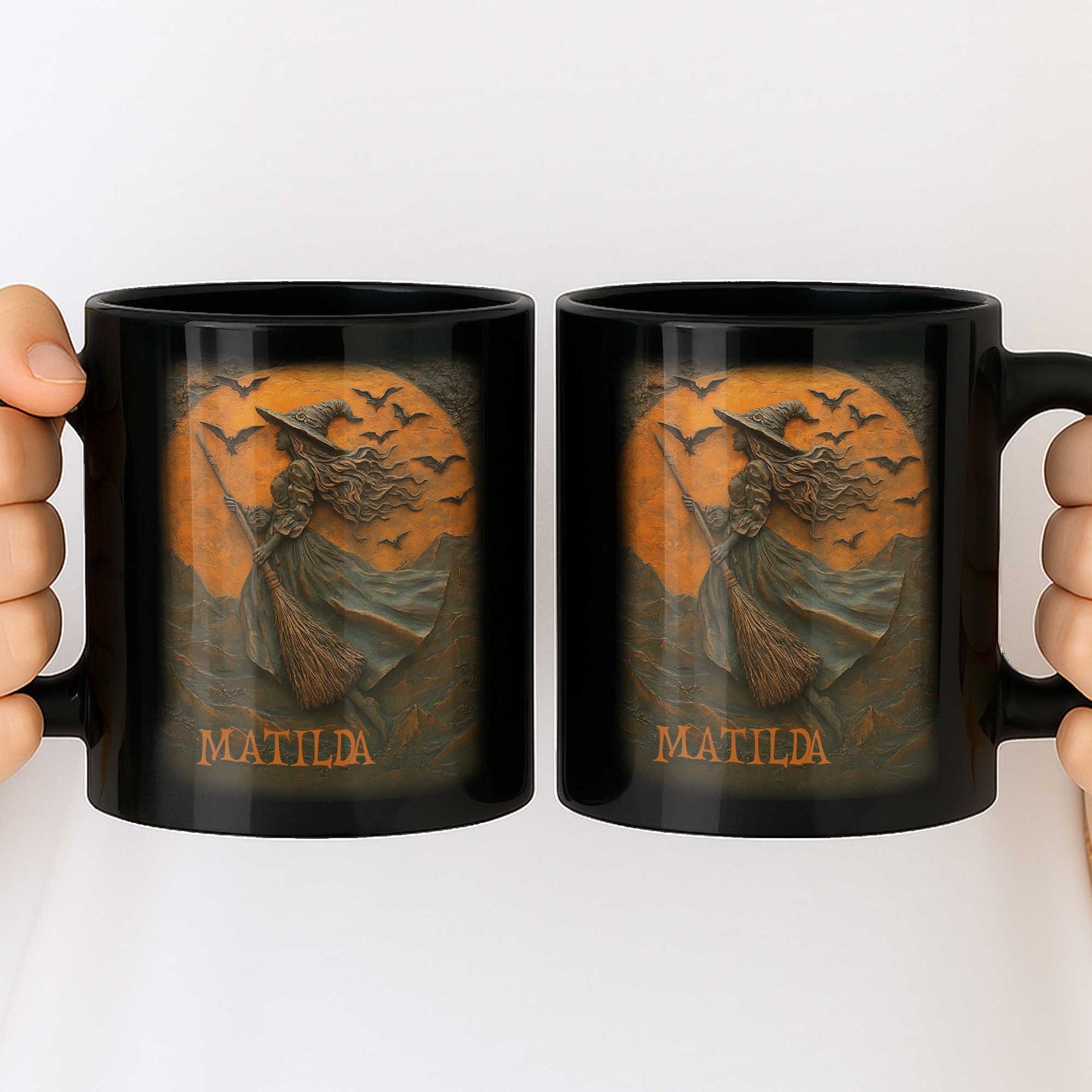 Majestic Witch Soaring Through A Moonlit Sky