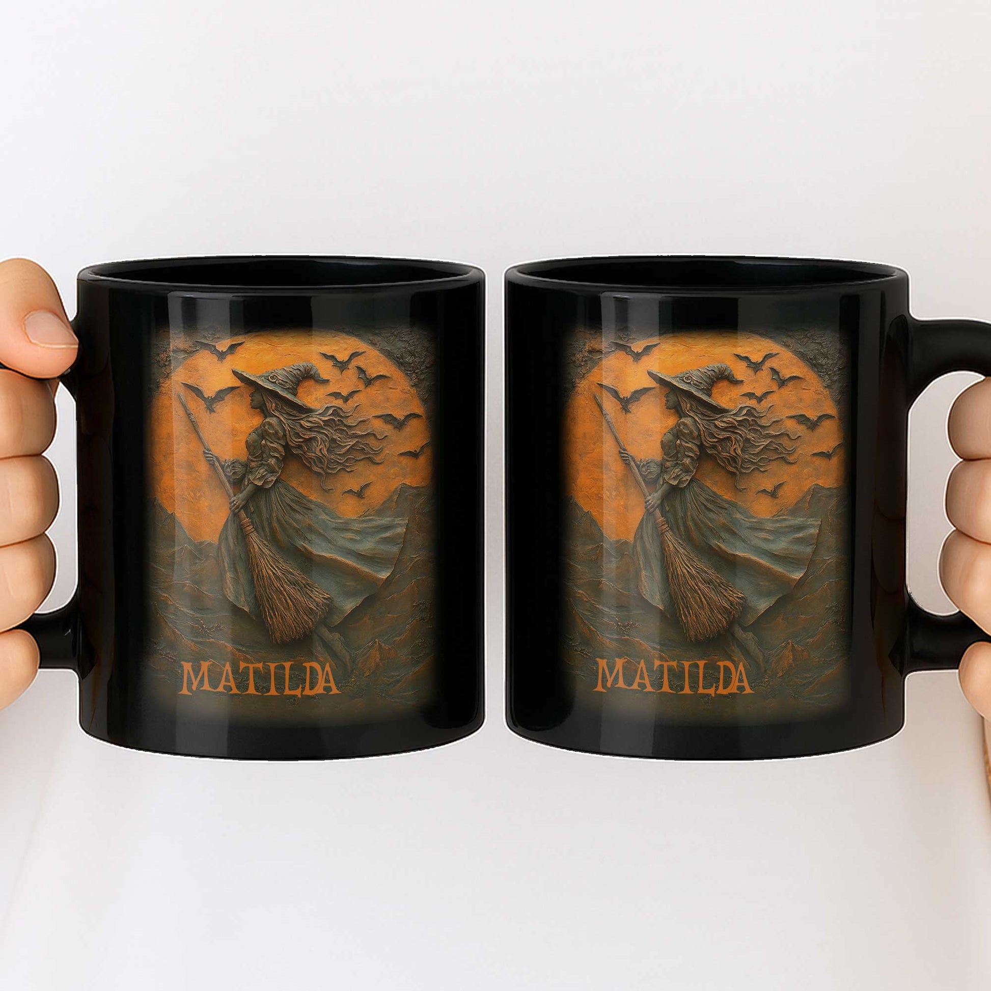 Majestic Witch Soaring Through A Moonlit Sky