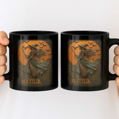 Majestic Witch Soaring Through A Moonlit Sky