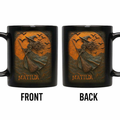 Majestic Witch Soaring Through A Moonlit Sky