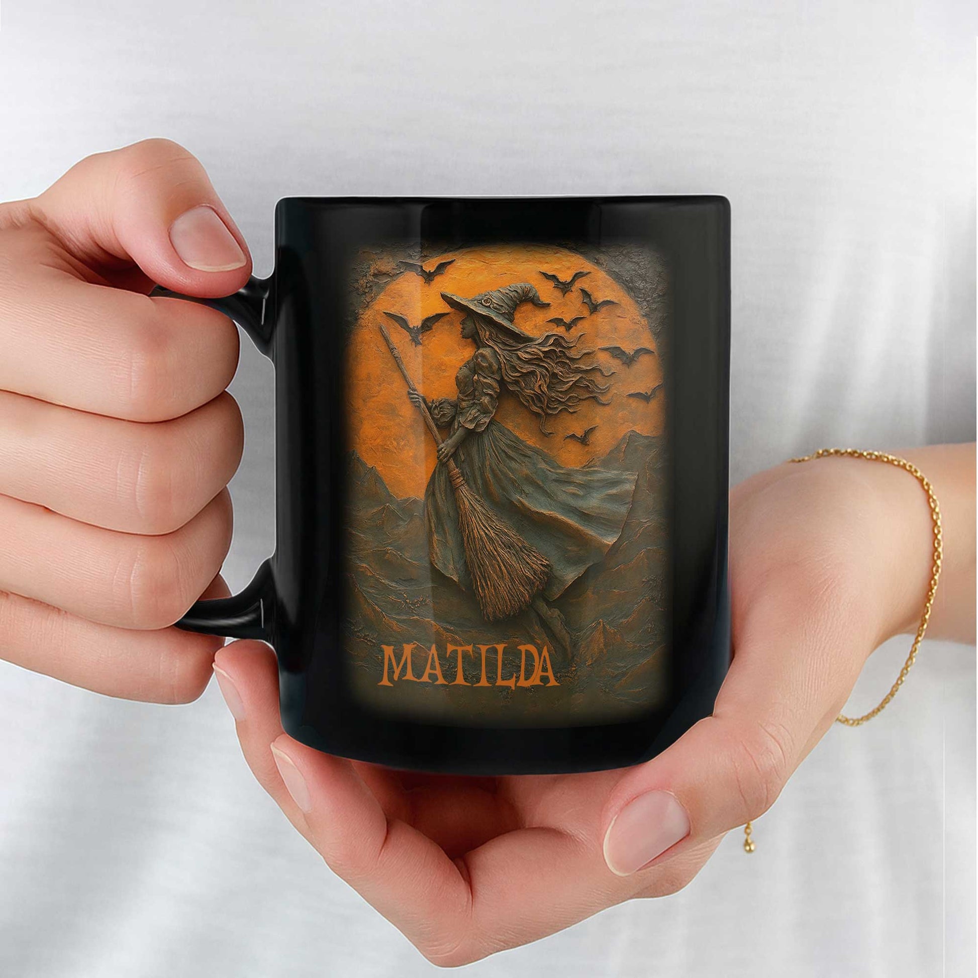 Majestic Witch Soaring Through A Moonlit Sky