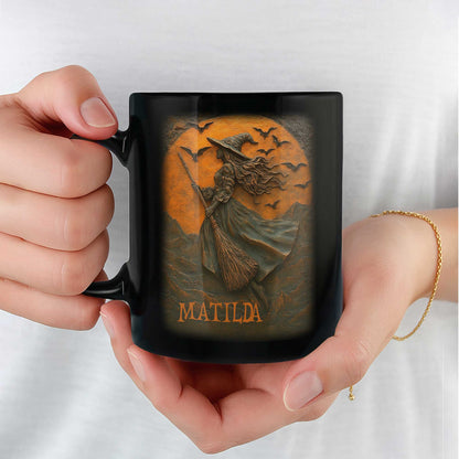 Majestic Witch Soaring Through A Moonlit Sky