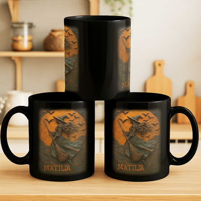 Majestic Witch Soaring Through A Moonlit Sky