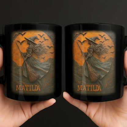 Majestic Witch Soaring Through A Moonlit Sky