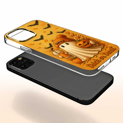 Trick Or Treat With Ghost And Pumpkin