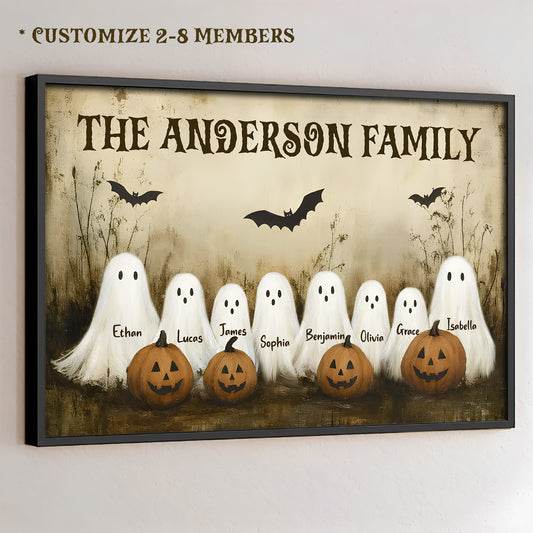 The Anderson Family Ghosts and Pumpkins - Personalized Custom Horizontal Poster - HALW037_HPOS