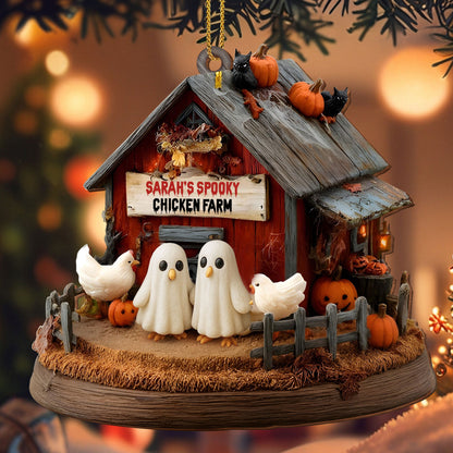 Sarah's Spooky Chicken Farm With Ghosts and Pumpkins